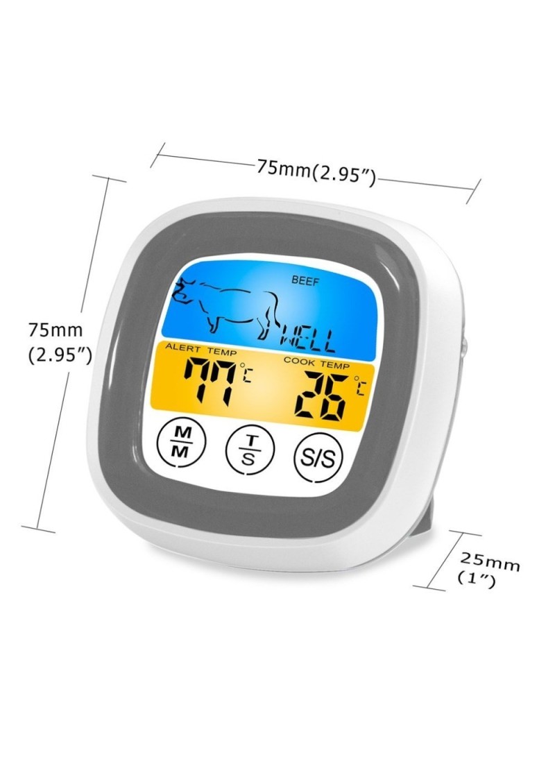 Digital Oven Thermometer Kitchen Meat Thermometeer Fahrenheit Celsius  Conversion Countdown/Timer LCD Backlight BBQ Thermometer