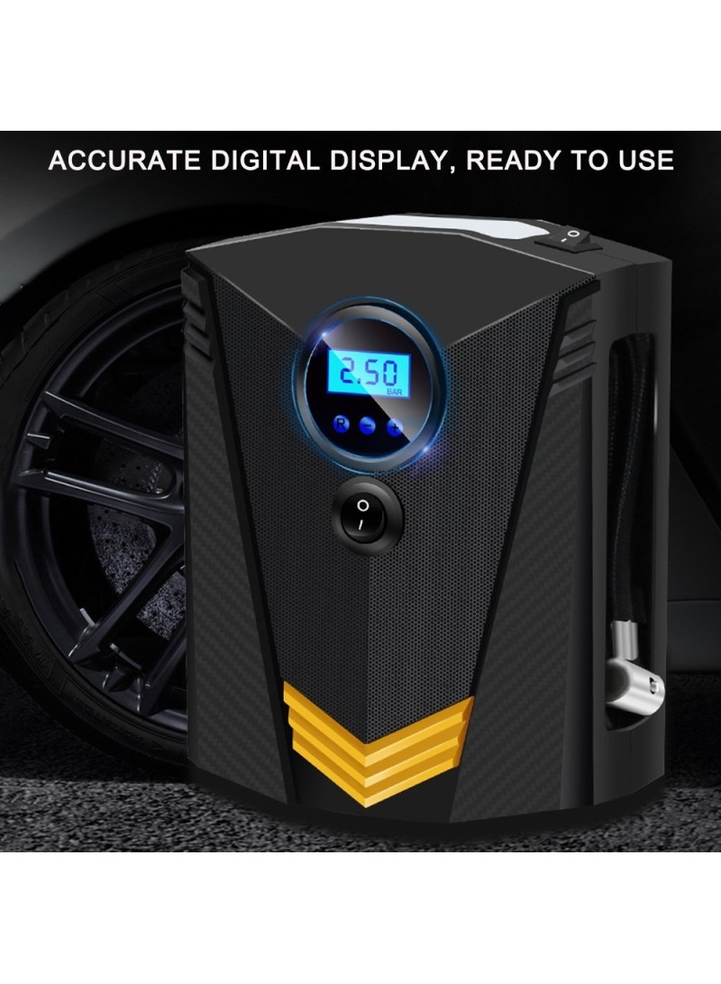 120W Portable Car Tire Inflator Air Compressor With Emergency LED Lighting  Function (L6.1 x W3.14 x H7.67)inch