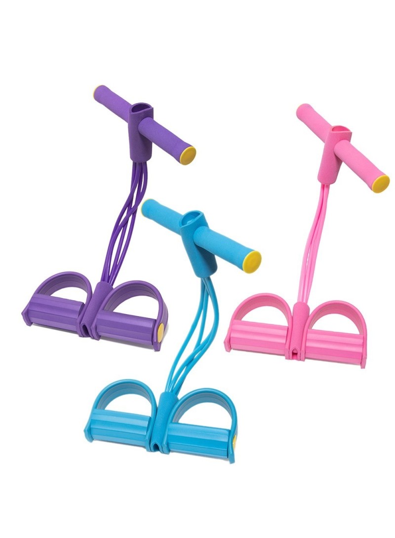 Fitness Pedal Puller Resistance Band 4 Tubes Elastic Rope Training Equipment  - Blue