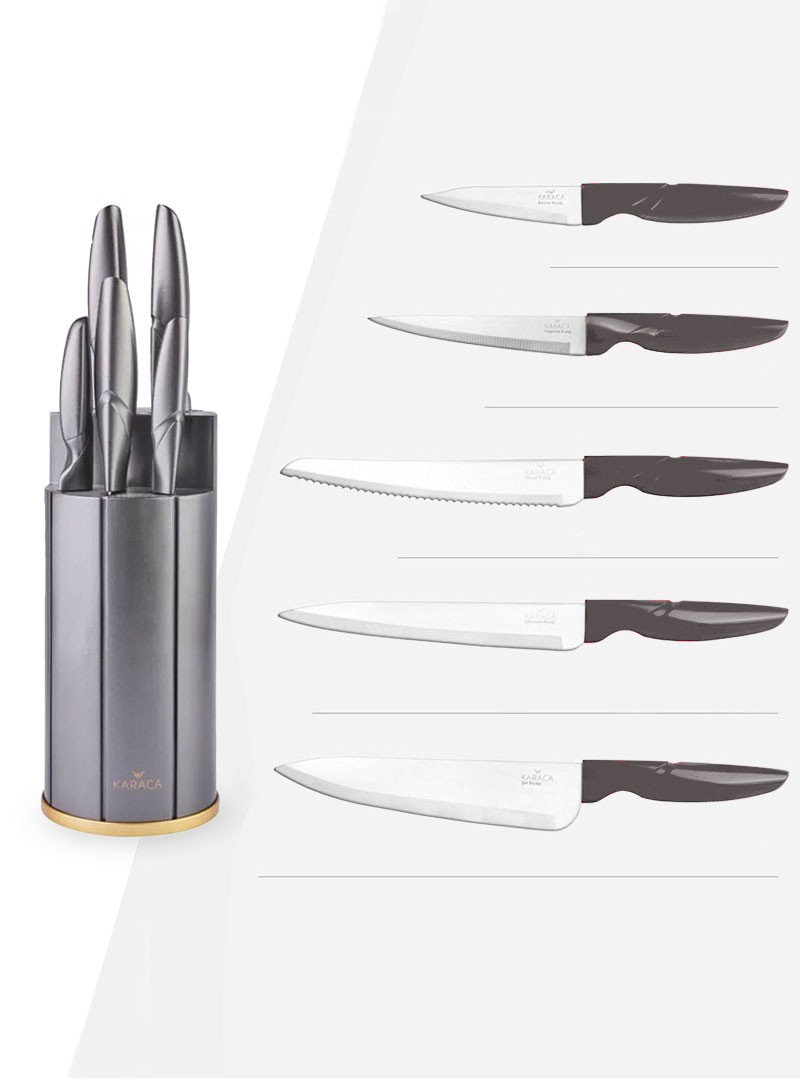 Karaca Retro Red 6 Piece Knife Set –