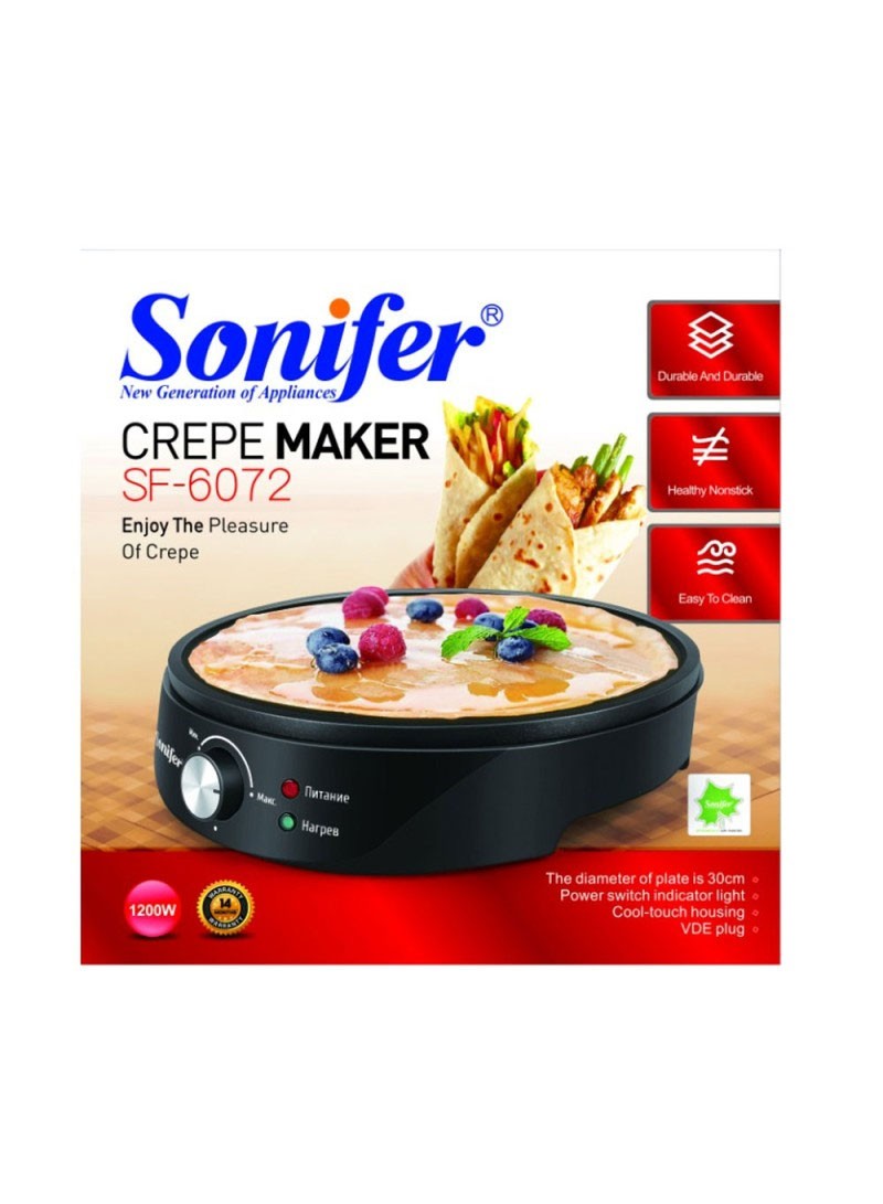 Electric Crepe Pancake Maker - Non Stick Surface, 1300w, 30cm Diameter