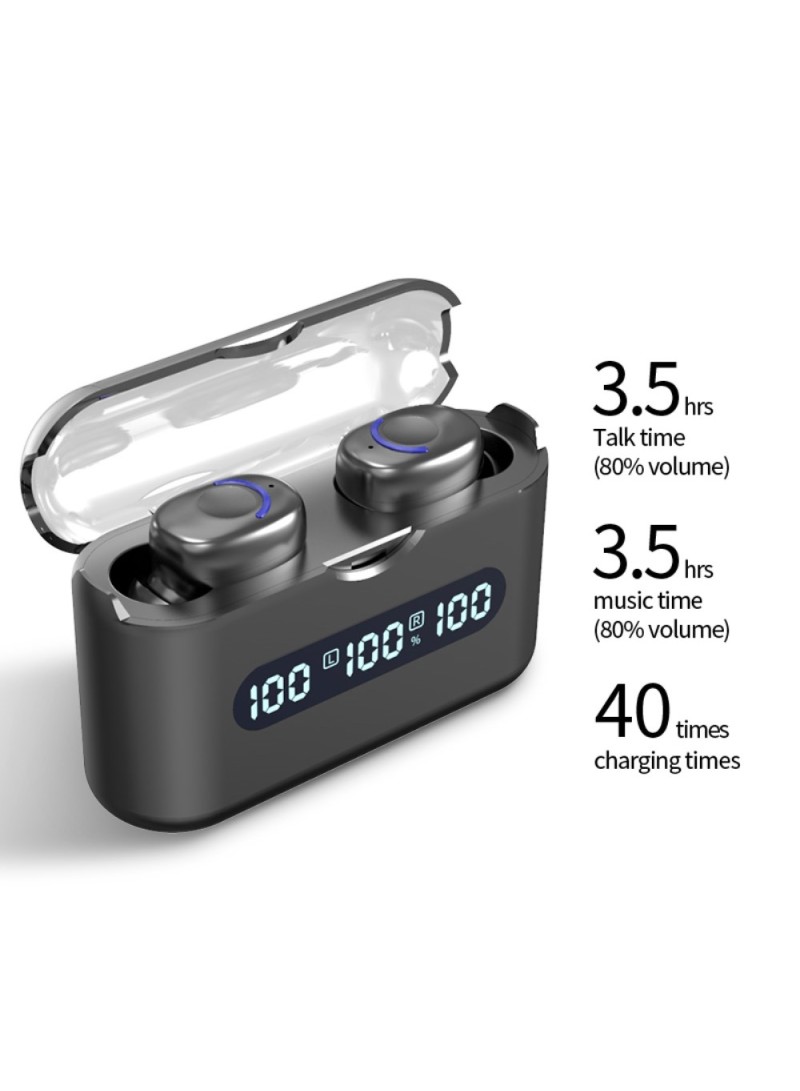 TWS Q8 IPX5 Waterproof Wireless Bluetooth Earbuds with LED Digital