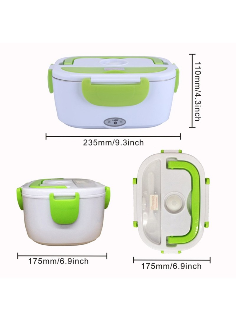 Eu Plug Electric Lunch Box, Blue Food Heater With 2 Compartments
