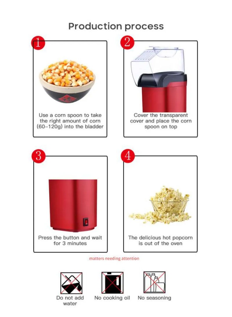 MP-1200 For Home Party Portable Mini Hot Air Popcorn Maker Popper