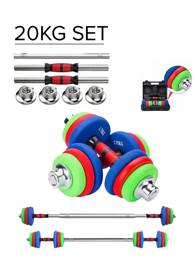 20Kg Electroplated Adjustable Rubber-Coated Dumbbell Weight Set