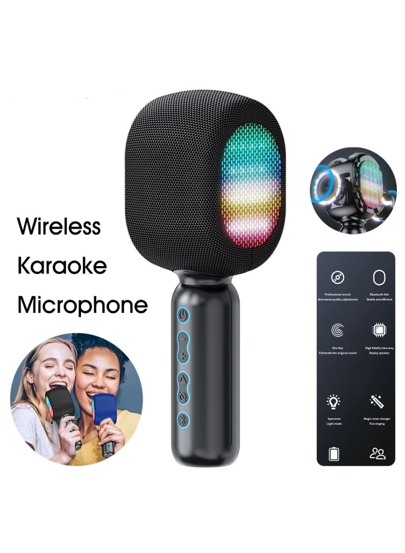 Wireless Karaoke Microphone Home Bluetooth Handheld Dual Speaker