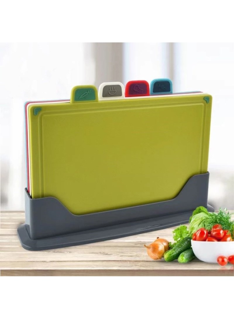 4Pcs/Set Chopping Board with Holder Plastic Cutting Boards Kitchen