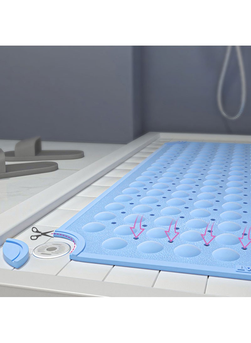 Long Bath Mat With Tpe Material For Bathroom, Non-slip With Suction Cups,  Water Resistant And Anti-fall, Suitable For Kids And Elderly