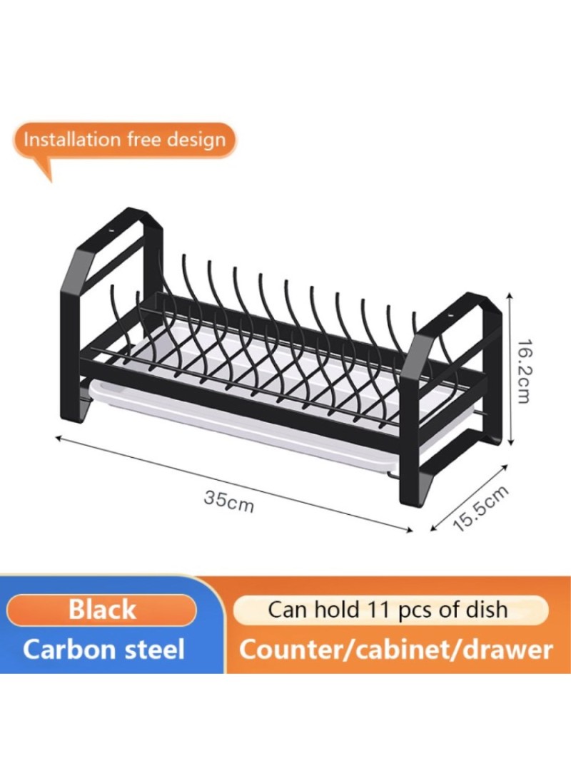  Dish Rack Dish Drying Rack 3-Tiers Kitchen Carbon